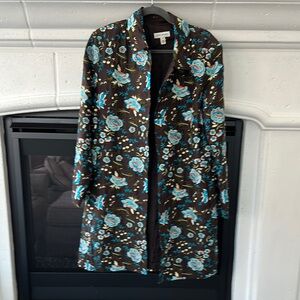 David Brooks Floral Blazer - Brown and Blue - GUC some loose threads